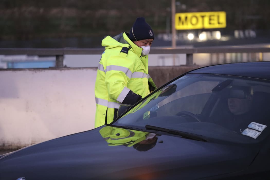 A police checkpoint in Mercer, near Auckland's border with Waikato.