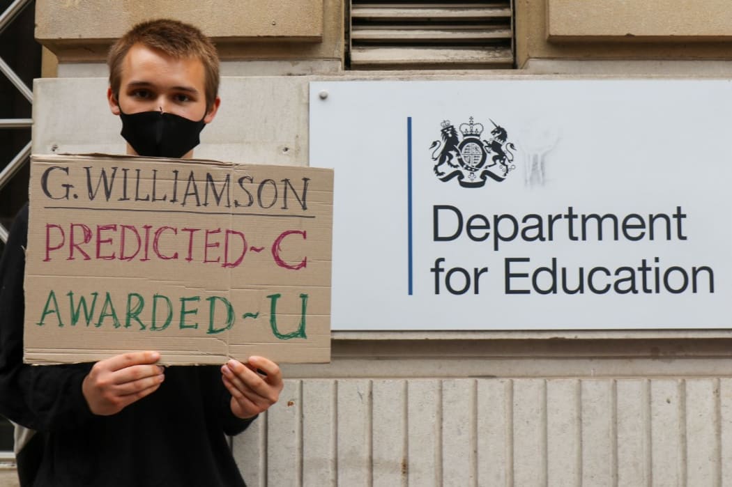 A Level students protest outside Downing Street, London, UK, on Agust 14, 2020.