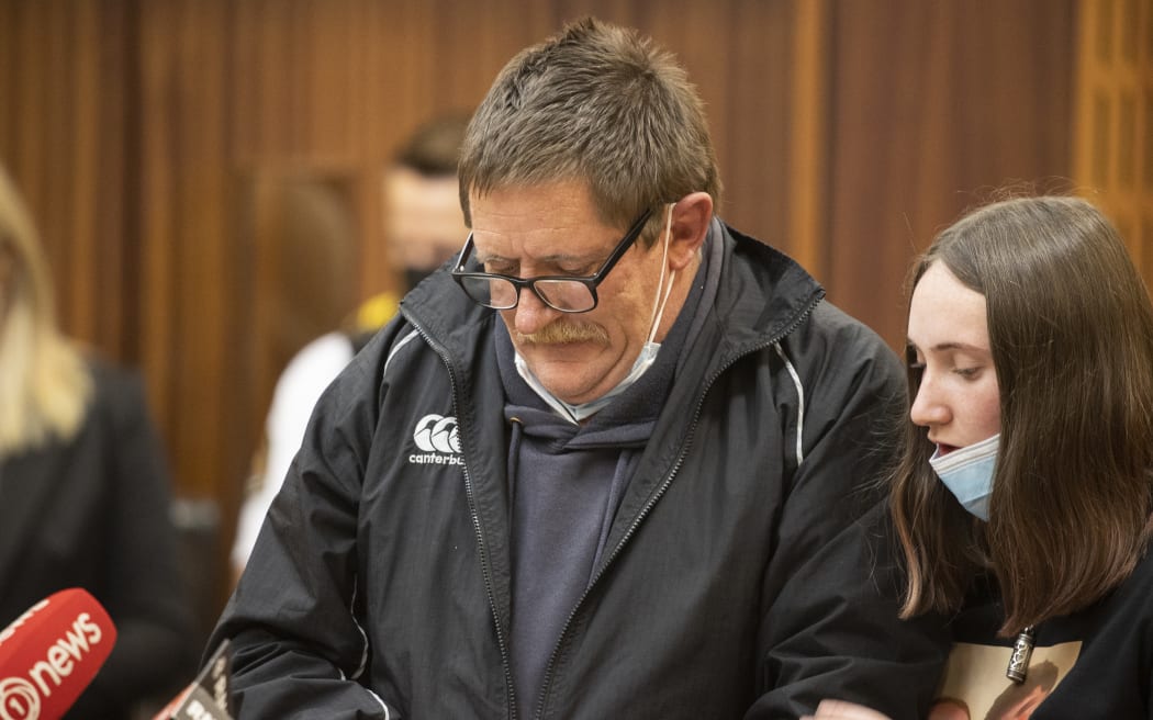 Tyreese Fleming was sentenced in the Timaru District Court on Wednesday to five charges of dangerous driving causing death. Richard Goodger (Dad of Andrew) reads his impact statement 29 June 2022 New Zealand Herald Photograph by George Heard
