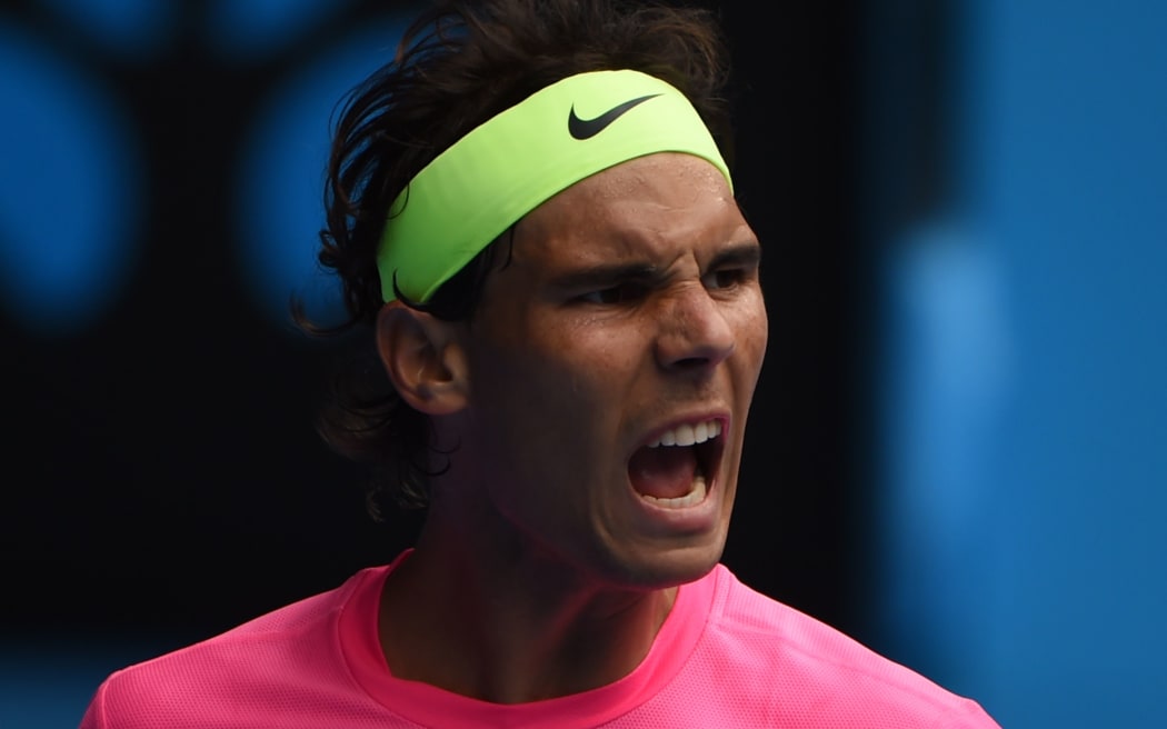 Spain's Rafael Nadal reacts during his men's singles match against Czech Republic's Tomas Berdych.