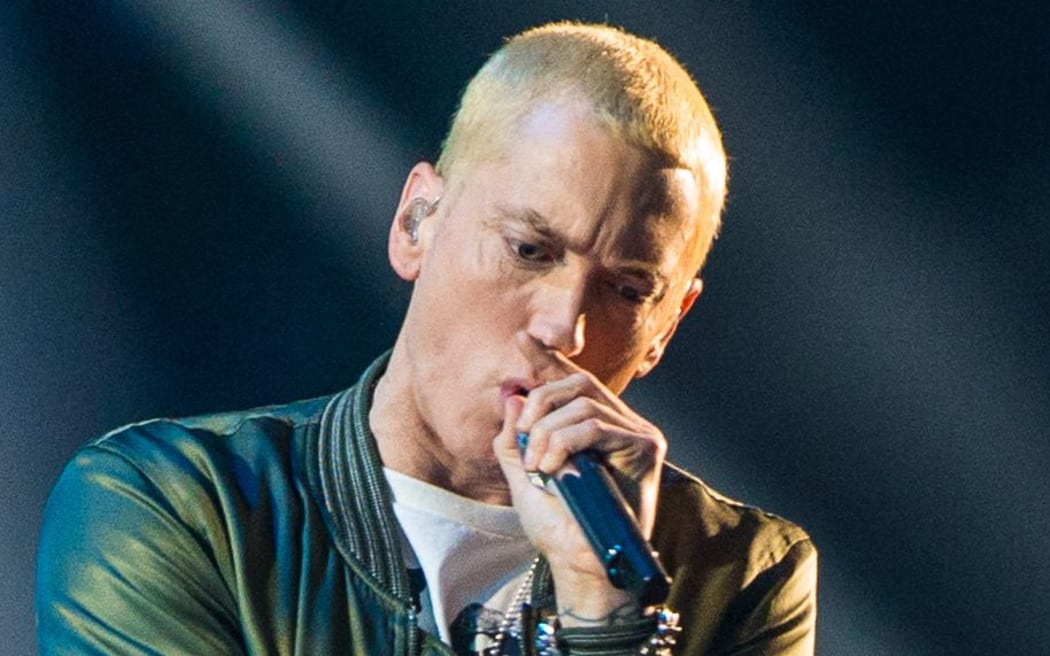 Eminem performing at the 2014 MTV movie awards in Los Angeles.