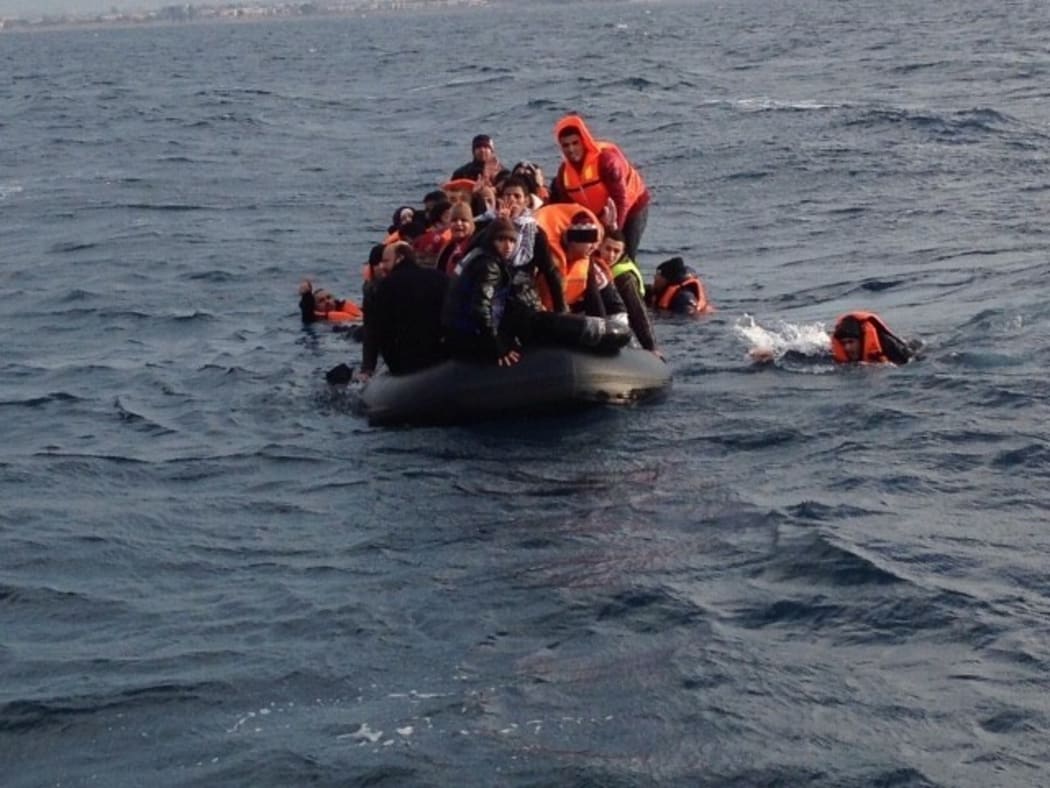 Refugees are rescued off the Turkish coast on 4 January, 2016.