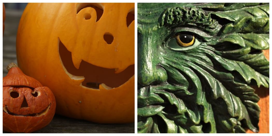 Pumpkin and green man collage