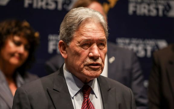 Winston Peters speaks to media after giving a New Zealand First State of the Nation Speech on Sunday, 23 March.