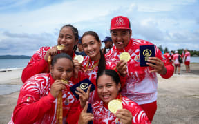 Tahiti dominated in the va'a (pictured) and the swimming on day one.