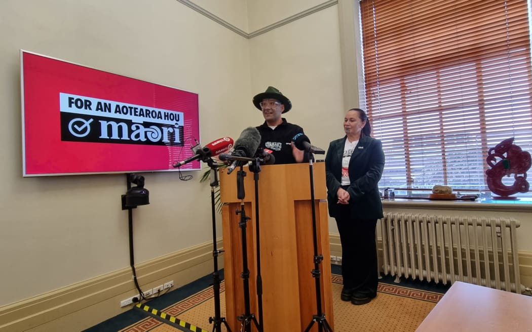 Te Pāti Māori co-leaders Rawiri Waititi and Debbie Ngarewa-Packer announce the party's tax policy for the 2023 election.