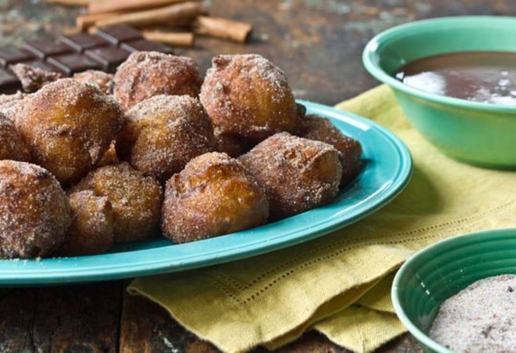 Churros balls and dark chocolate chilli sauce