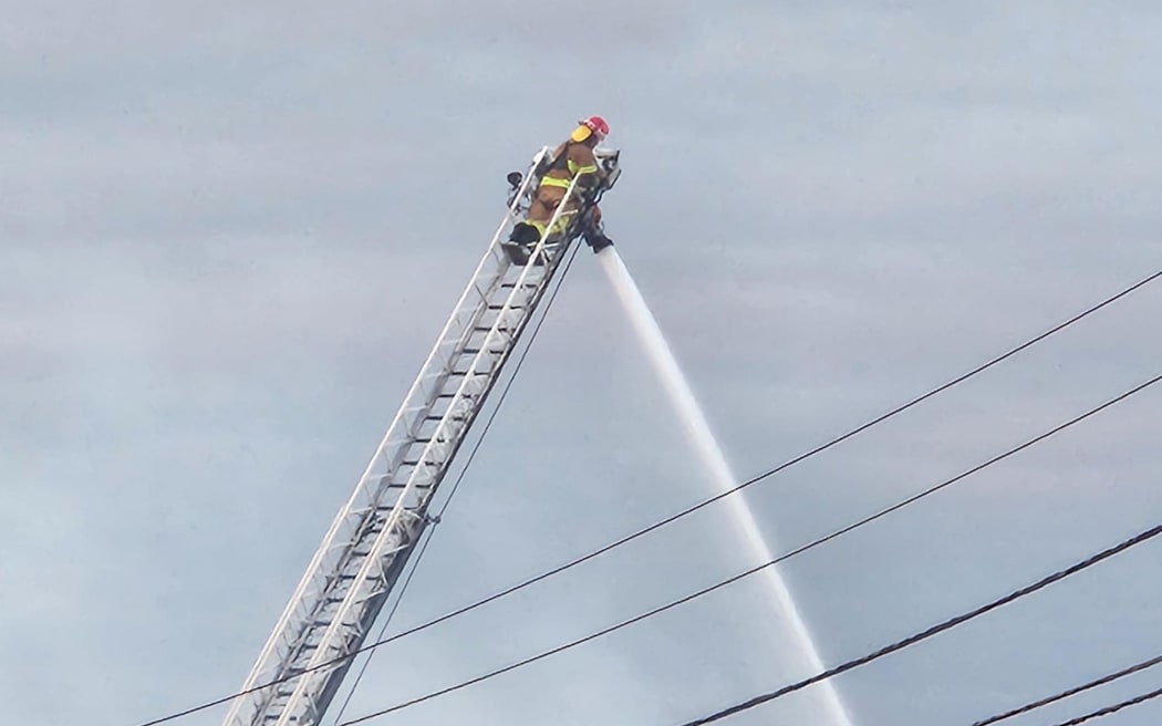 Fire crews respond to a fire in Parnell, Auckland, on Sunday 7 April, 2024.