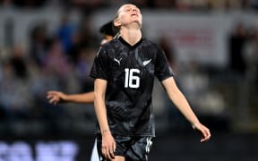 Jacqui Hand of New Zealand reacts during the International Friendly match between New Zealand Football Ferns and Thailand.