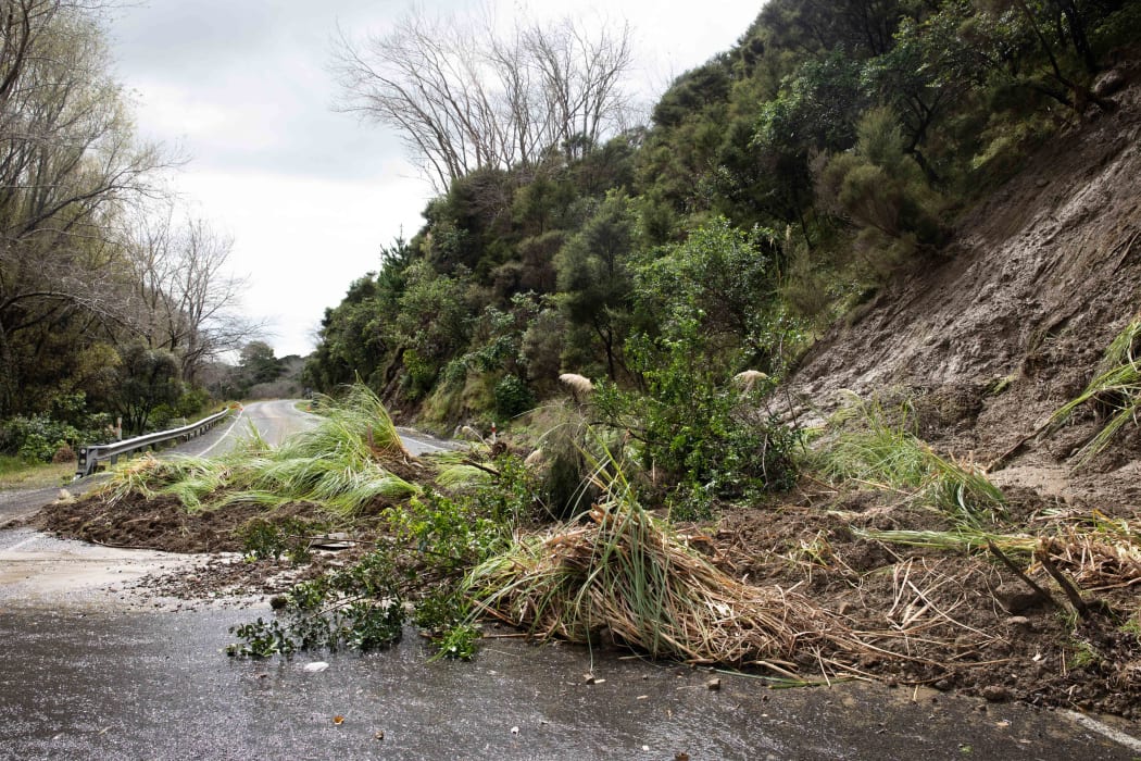 Slips cover the road along State Highway 35