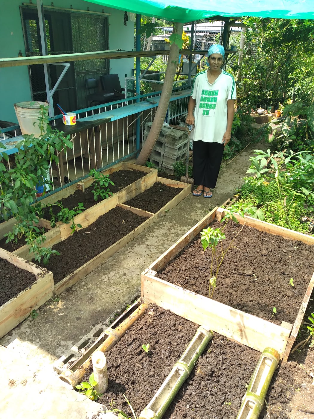 Raised beds. A New Zealander staying in Fiji has turned his attention to helping keep people fed