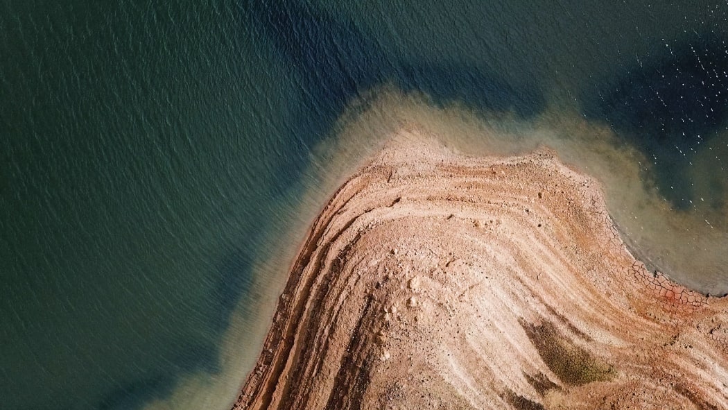 Aerials and stills of the Upper Mangatangi Dam at 44% of capacity