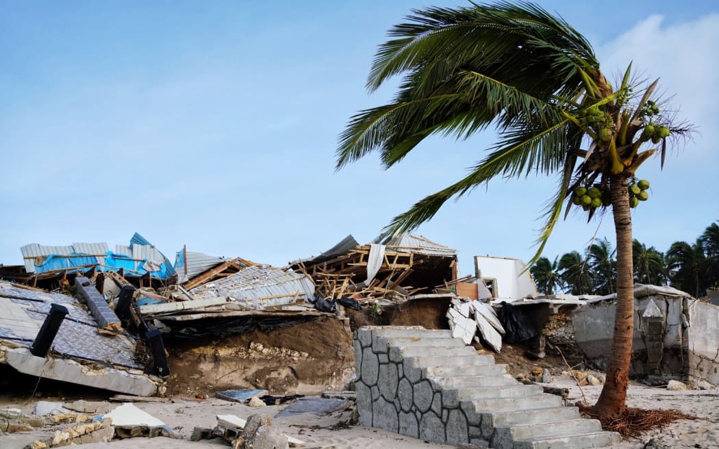 Ruins of Vakaloa Resort, west Tongatapu, following TC Harold.