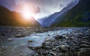 creek of franz josef glacier most popular traveling destination in west coast southland new zealand