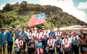 Manu Samoa players with supporters