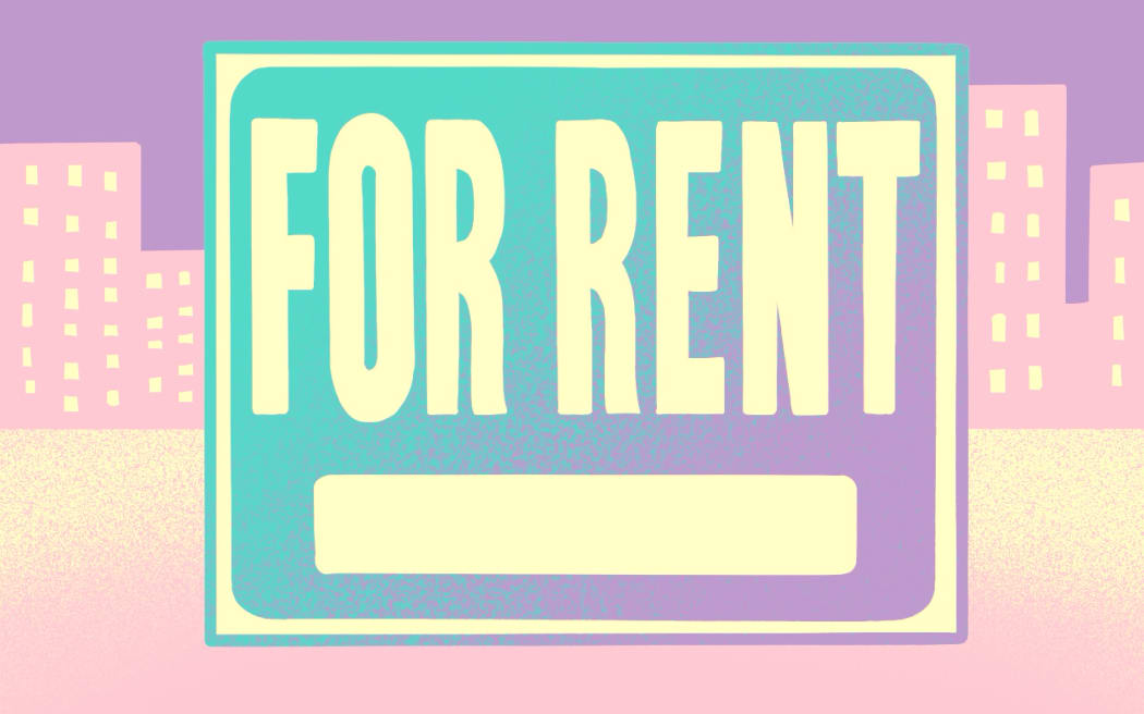 Stylised illustration of a for rent sign