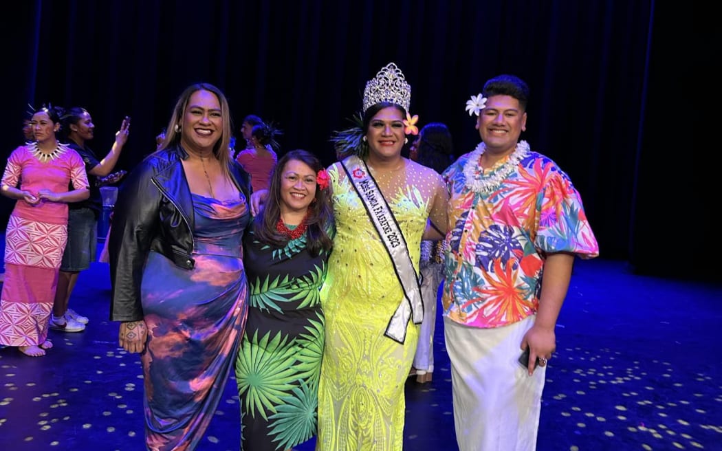 Second photo from left Savey Nua (executive director of NUOWTR Mai Le Moana Trust) Tuala Pesio Ah Honi (CEO of Mapu Maia) Annie Kaio (MISS SFA - Mapu Maia Rainbow Peer Support) Joe Faagase (YouTube content creator)