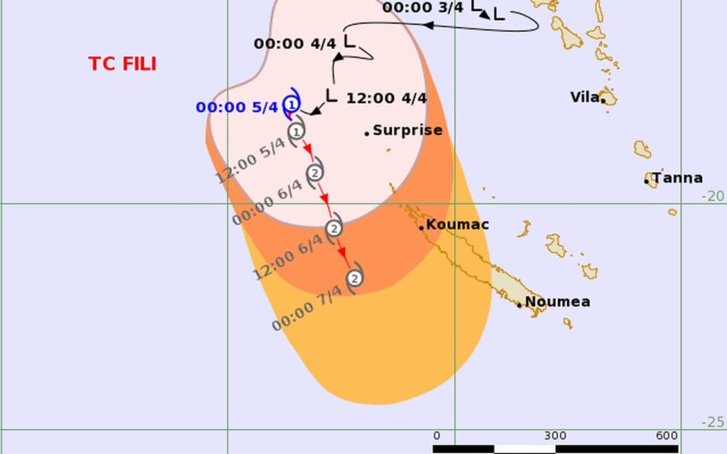 Tropical cyclone threat track map for Fili