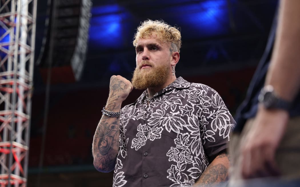 US boxer Jake Paul attends Ukraine's Oleksandr Usyk and Britain's Daniel Dubois's undisputed world heavyweight boxing title bout at Wembley Stadium in London on July 19, 2025. (Photo by Adrian Dennis / AFP)