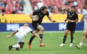 Sam Whitelock. New Zealand All Blacks v USA in the 1874 Cup Rugby Union Test match. FedEx Field in Washington DC, USA. Saturday 23 October 2021.