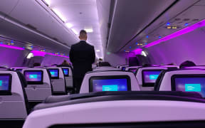 On board the first flight from Auckland To Sydney on Monday after the trans-Tasman bubble opened.
