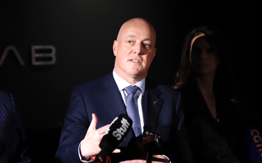 National Party leader Christopher Luxon announcing his party's space policy.