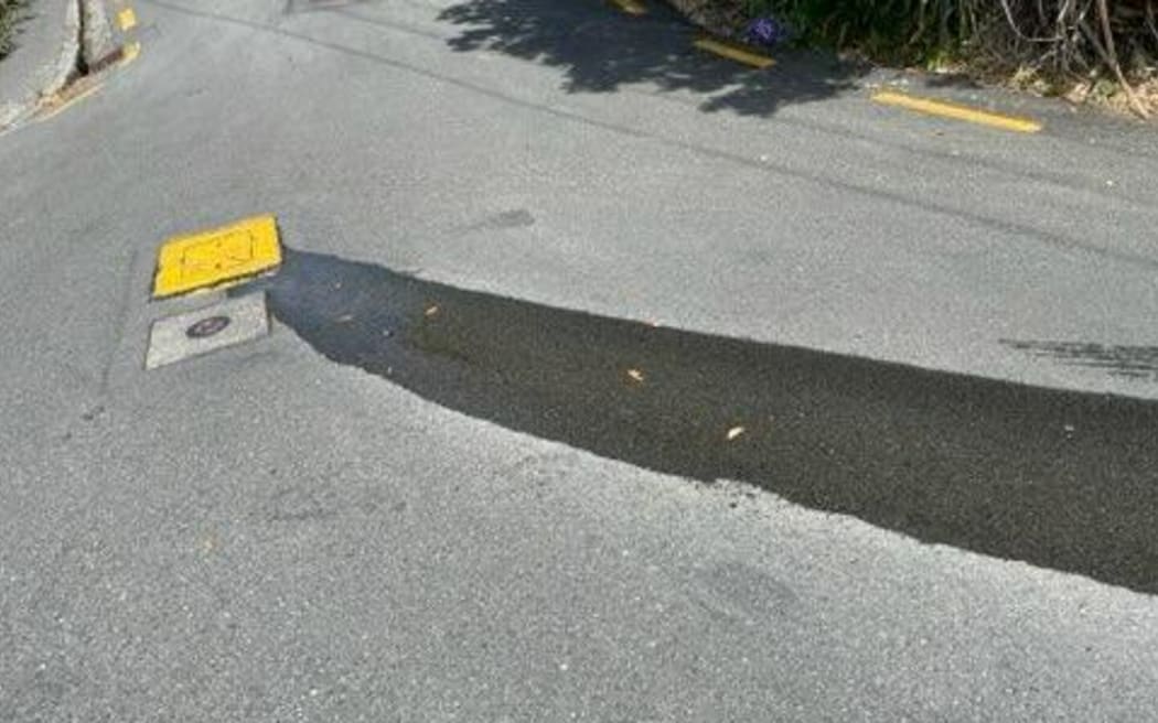 A water leak on a road in Kilbirnie.