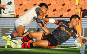Chiefs' Quinn Tupaea scores a try during the Chiefs vs Moana Pasifika, Super Rugby Pacific match at FMG Stadium, Hamilton, New Zealand on Friday 6 March 2026. Photo: DJ Mills / Photosport