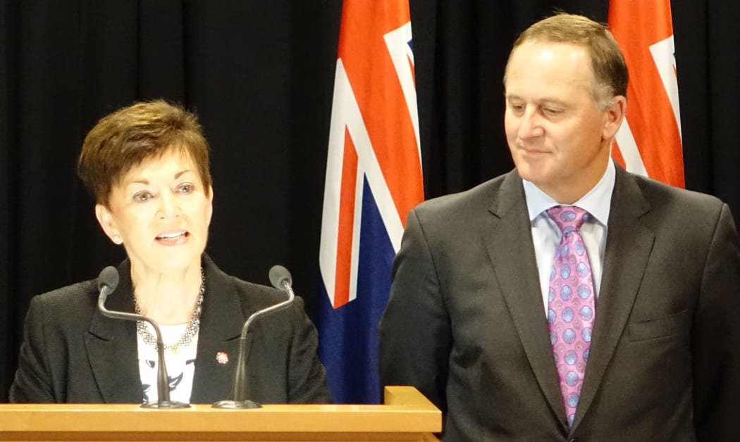 Dame Patsy Reddy, left, with Prime Minister John Key at the announcement she will be the new Governor-General of New Zealand.