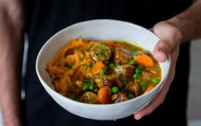 Kelly Gibney's curried sausages.