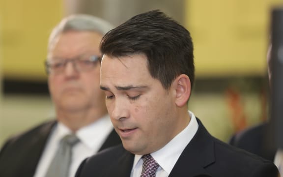 National Party leader Simon Bridges talks about the leak of a text on the person behind an earlier leak on his expense spending.