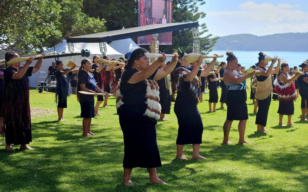 The pōwhiri for coalition government representatives at Waitangi