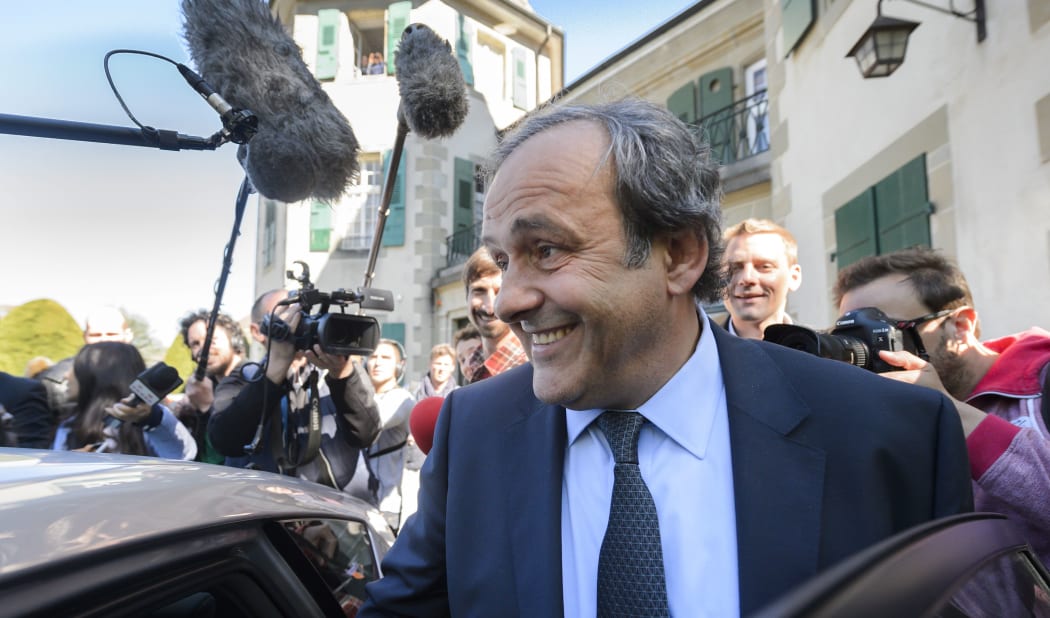 Suspended UEFA president Michel Platini as he leaves the Court of Arbitration for Sport.