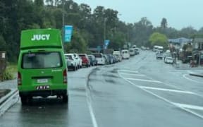 Heavy rain and wet roads, in Franz Josef, during flooding, on 9 November, 2024.