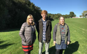 Dianne Brunton, Wesley Webb and Michelle Roper on campus at Massey University Albany