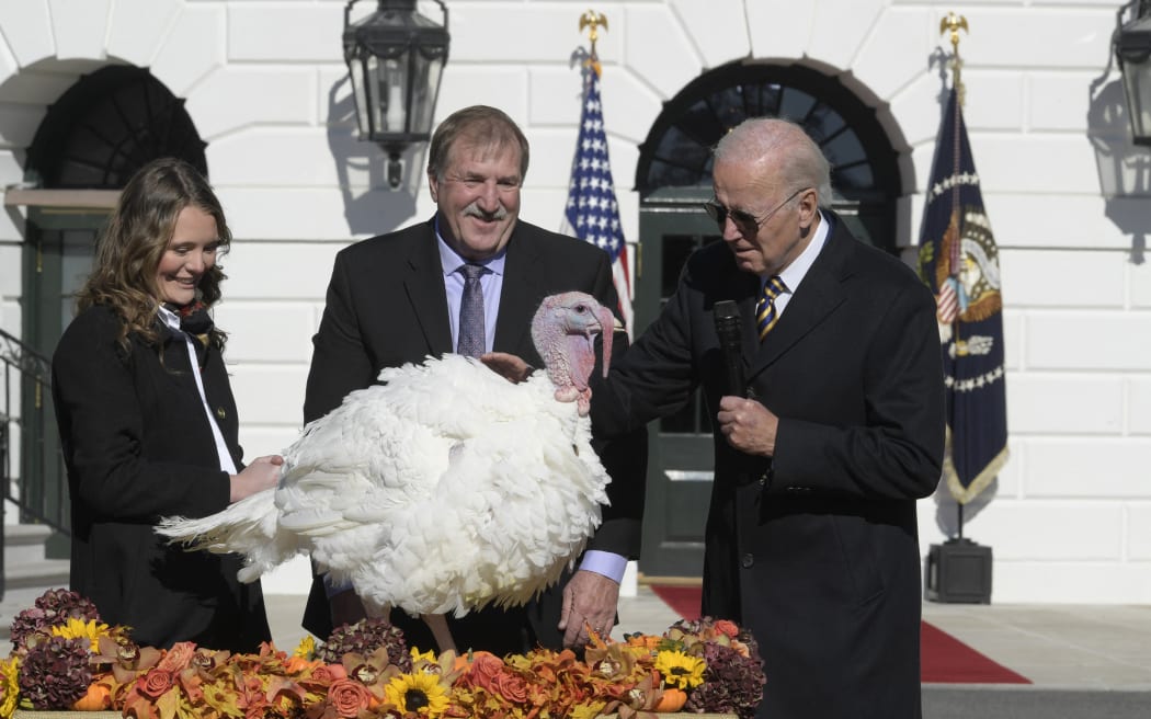 US President Joe Biden spared two turkeys from becoming Thanksgiving dinner. Lenin Nolly / NurPhoto / NurPhoto via AFP