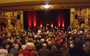 Jacinda Ardern spoke to a crowd of around 1500 supporters at the St James theatre in Wellington.