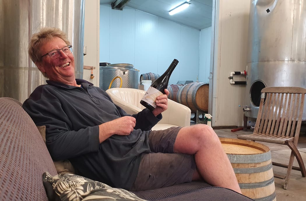 John Douglas with his 2020 Te Hera Pinot Noir