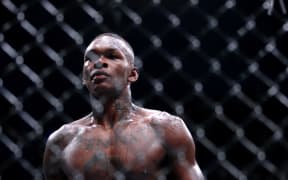 Israel Adesanya of New Zealand is seen after being defeated by Dricus du Plessis of South Africa during their Middleweight title bout at UFC 305 at RAC Arena in Perth, Sunday, August 18, 2024.