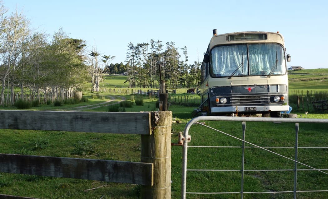 Mr Daniels' house bus in the countryside.