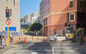 Work continues on the burst pipe.