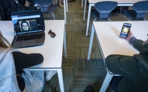 Students during a lesson about Artificial Intelligence at a school in Utrecht, Netherlands.