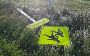 Strong wind in North Canterbury blew off roofs and blew over a campervan today.