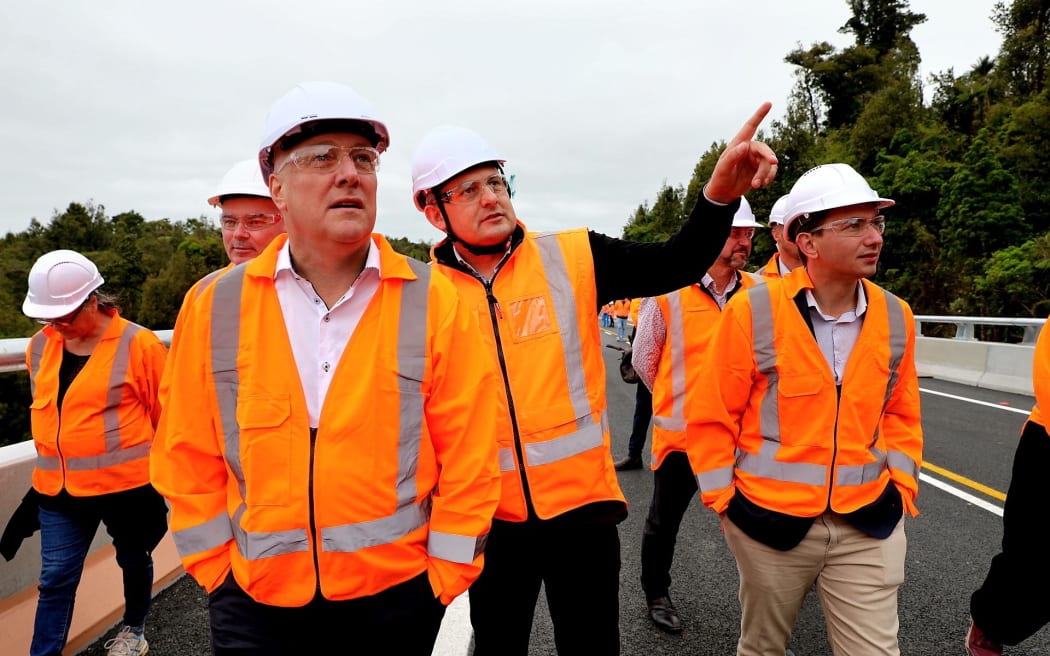 Prime Minister Christopher Luxon visits the newly-built Taparahi Bridge on SH25A on 15 December, 2023.