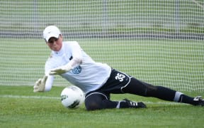 Football Fern Rebecca Rolls trains in goals
