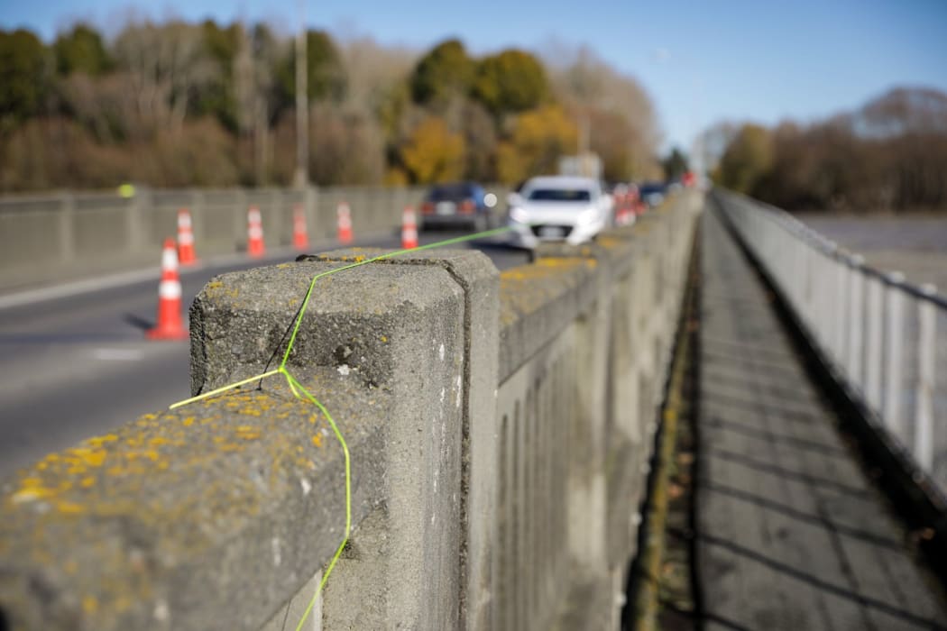 Traffic management over Ashburton Bridge.