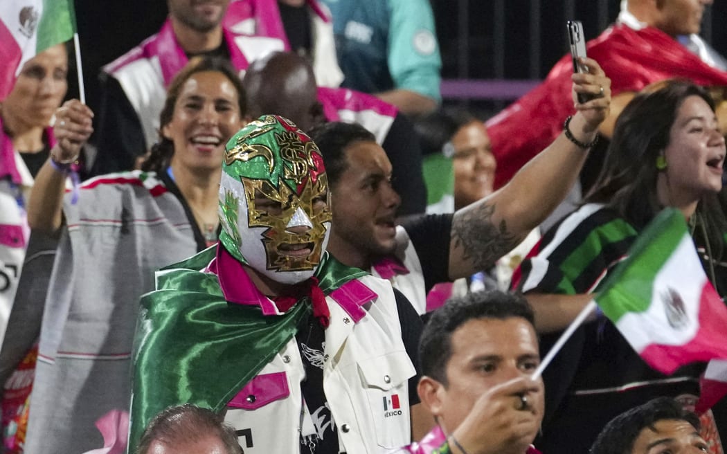 Mexico's delegation parades at the Place de la Concorde during the Paris 2024 Paralympic Games Opening Ceremony in Paris on August 28, 2024. (Photo by Thibault Camus / POOL / AFP)