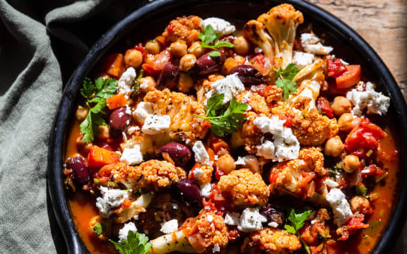 Greek cauliflower, olive & chickpea stew