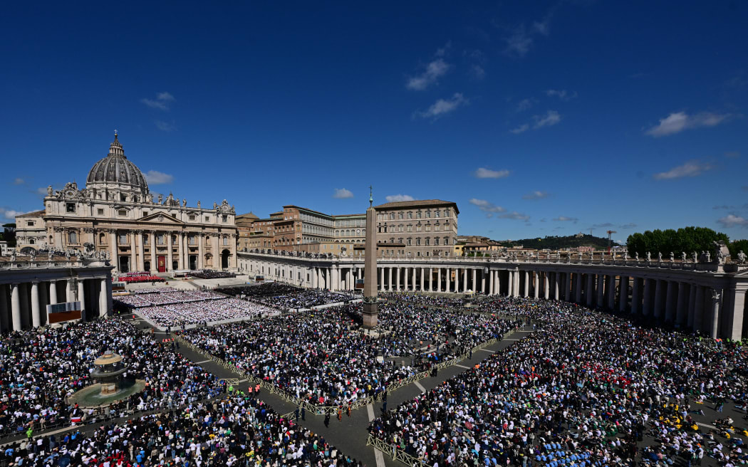 Huge crowds gathered for Pope Francis' funeral ceremony at St Peter's Square in the Vatican on 26 April, 2025.