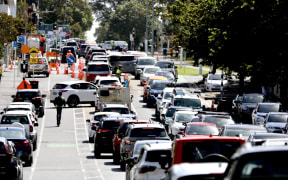 Traffic backs up in central Auckland after a crash on Carlton Gore Road.